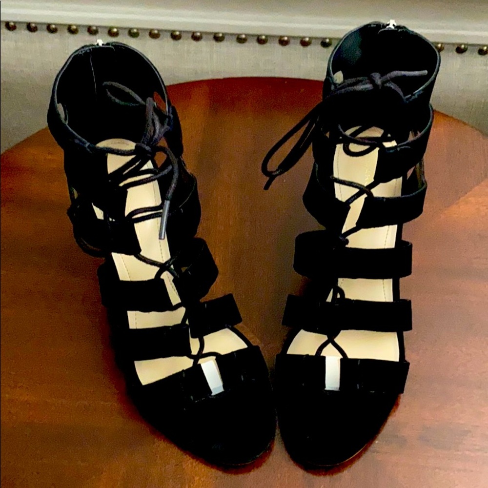 Marc Fisher Paradox Black Suede Lace Up Sandal